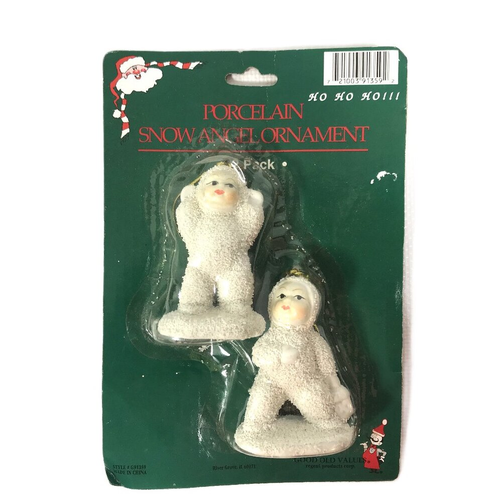 Vintage Porcelain Christmas Ornaments Snow Angels 90s